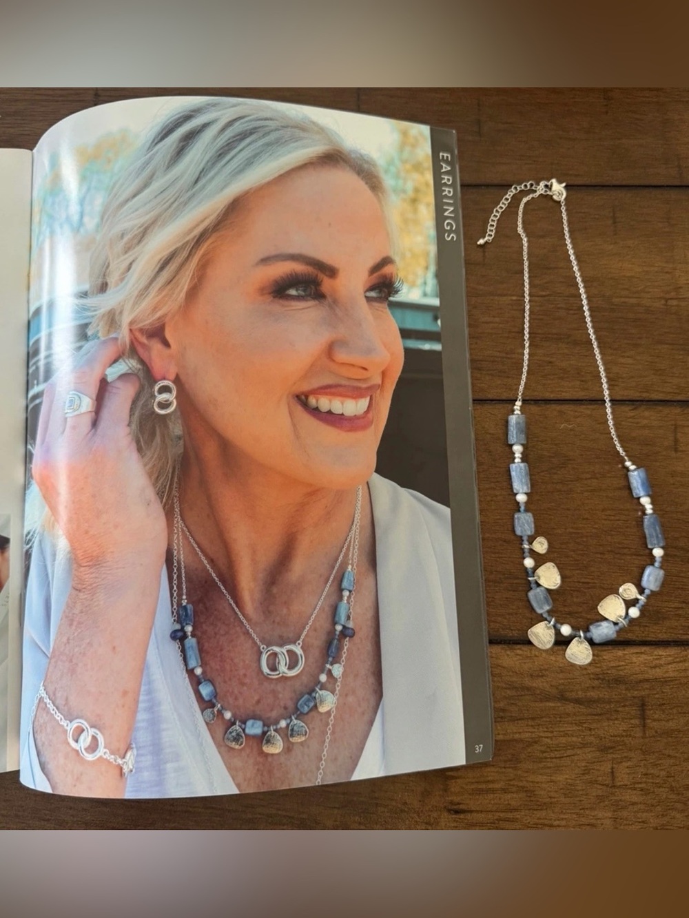 Opulenza Design TRIBAL KYANITE & PEARL Necklace SS 18-20” Extender Jewelry N1184